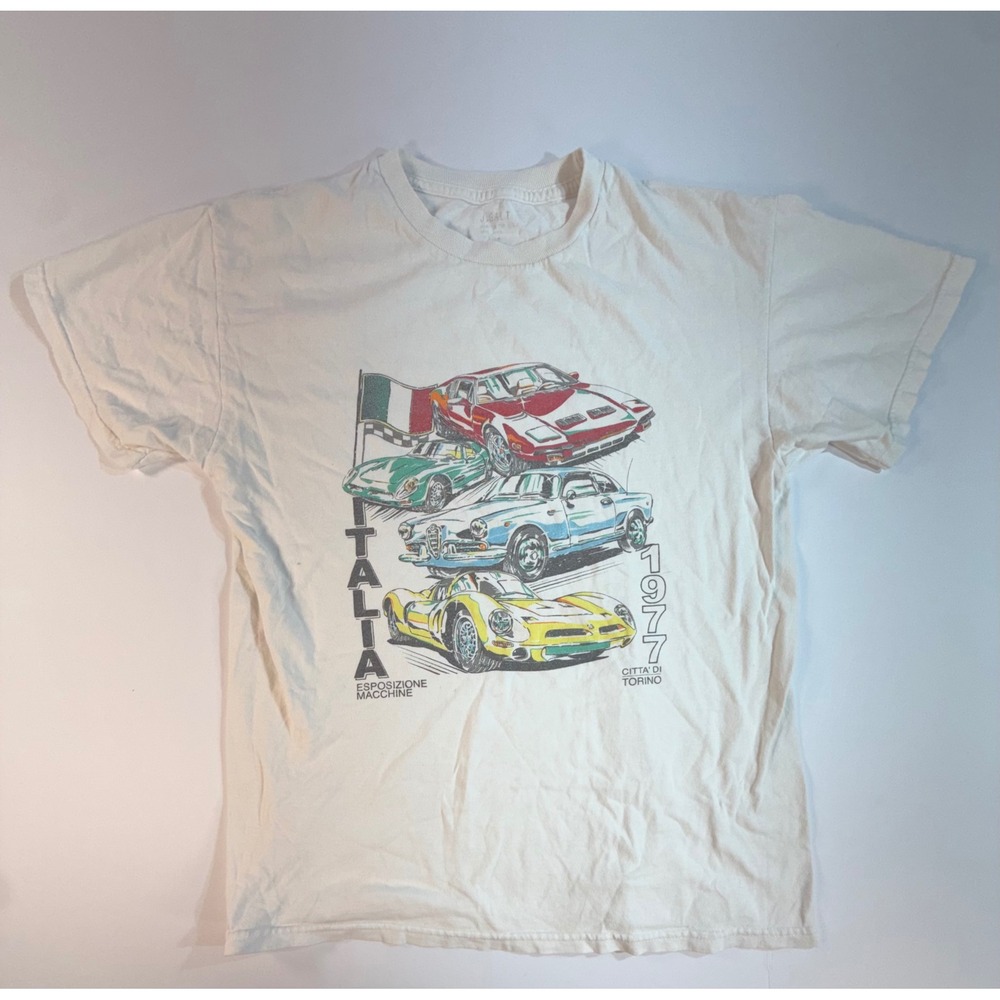 J. Galt Italia 1977 Italian Racing Cars Graphic T-Shirt White Cotton One Size